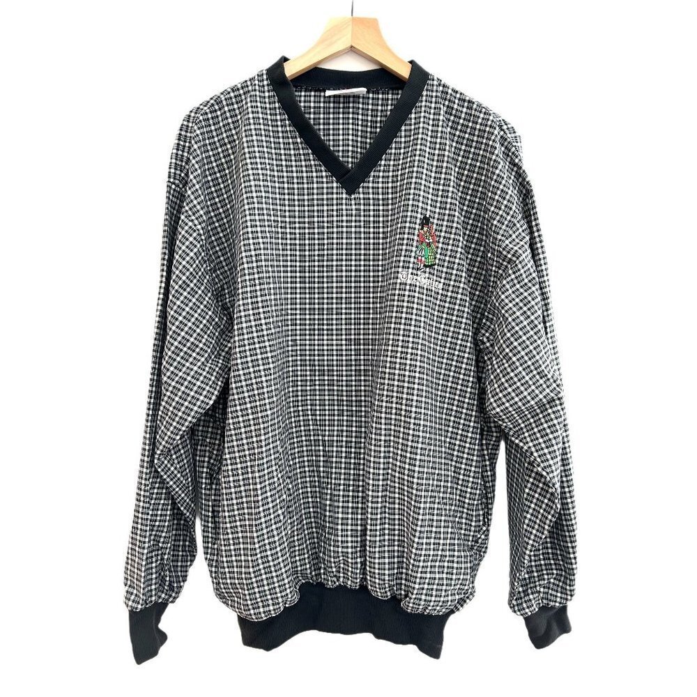 Golf Pullover Windbreaker Black Plaid Pattern The Gailes Men's Size M